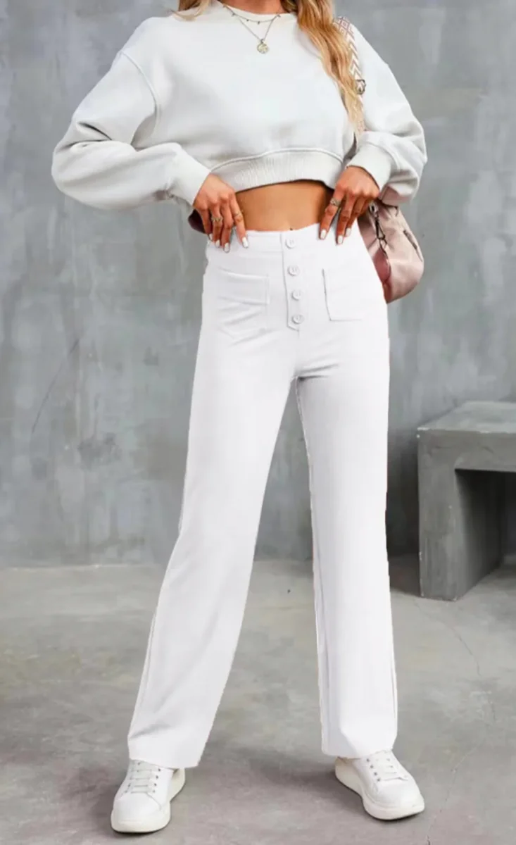 Moduza - High Waisted Elastische Broek - Afbeelding 9