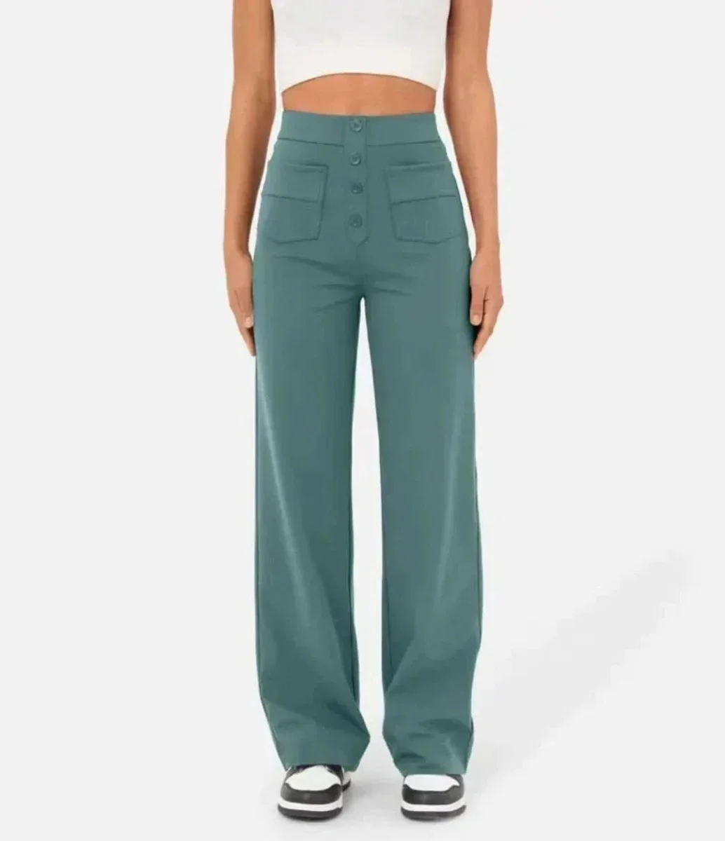 Moduza - High Waisted Elastische Broek - Afbeelding 2